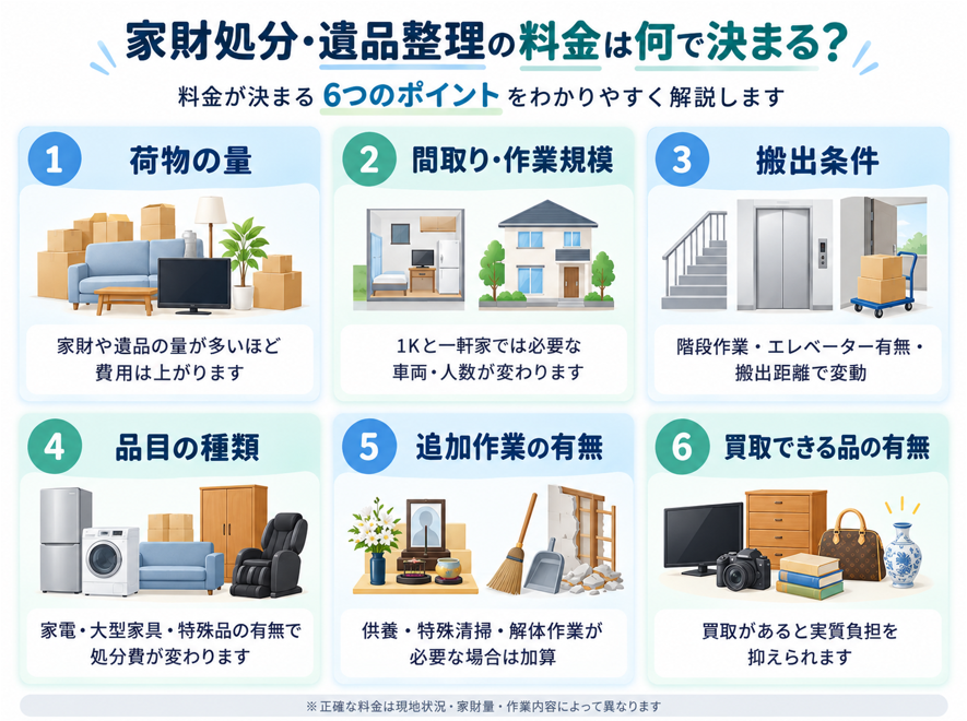 家財処分・遺品整理の料金は何で決まる?
